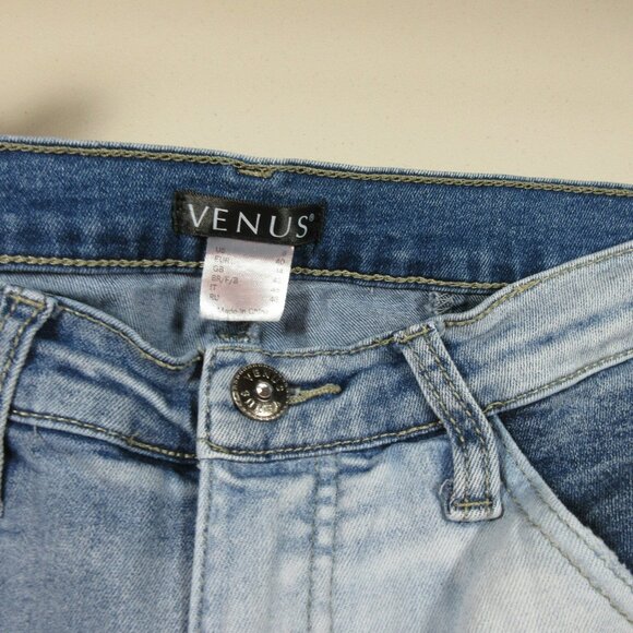 Venus womens dark medium light wash distressed patchwork skinny jeans 8x30 EUC - Picture 5 of 13